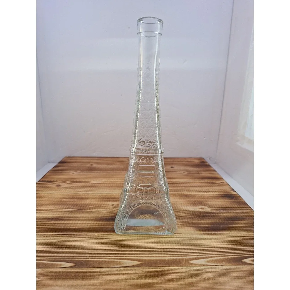 Eiffel Tower Glass Bottle Bud Vase Italy‎ Pressed 10.5